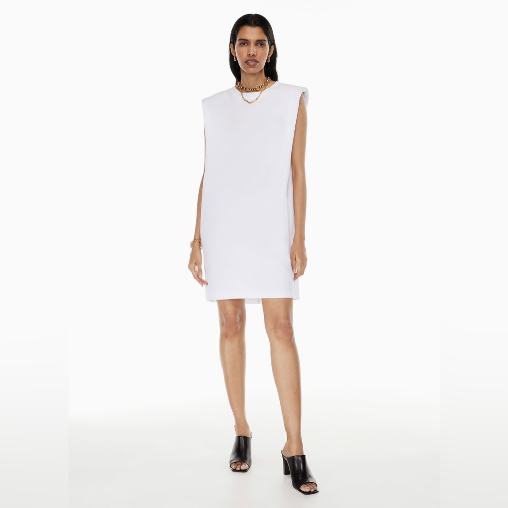Babaton White 100% Cotton Padded Shoulder Sleevelss Mini Dress Size S